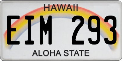 HI license plate EIM293