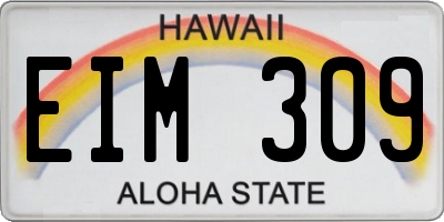 HI license plate EIM309