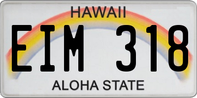 HI license plate EIM318
