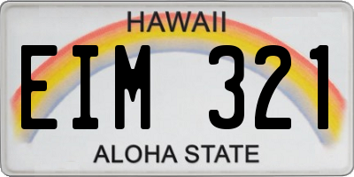 HI license plate EIM321