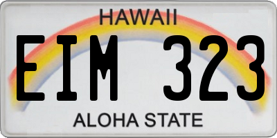 HI license plate EIM323