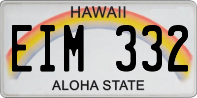 HI license plate EIM332