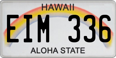 HI license plate EIM336