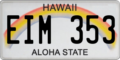 HI license plate EIM353