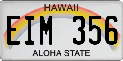 HI license plate EIM356