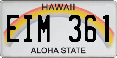 HI license plate EIM361