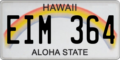 HI license plate EIM364