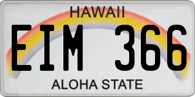 HI license plate EIM366