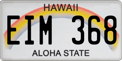 HI license plate EIM368