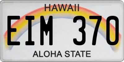HI license plate EIM370