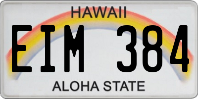 HI license plate EIM384