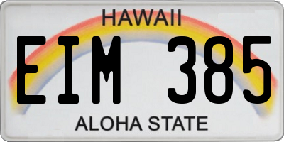 HI license plate EIM385