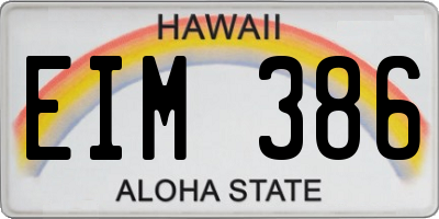 HI license plate EIM386