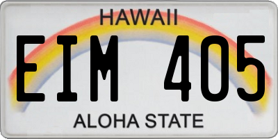 HI license plate EIM405