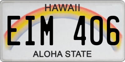 HI license plate EIM406