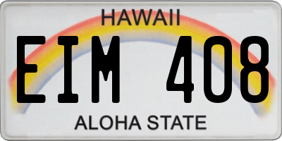 HI license plate EIM408