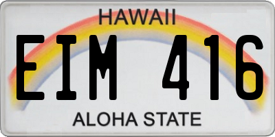 HI license plate EIM416