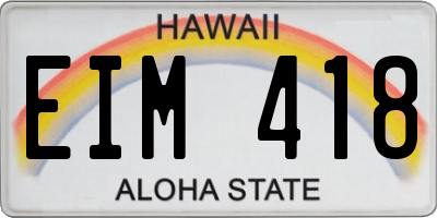 HI license plate EIM418
