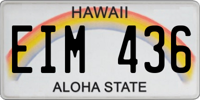 HI license plate EIM436