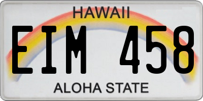 HI license plate EIM458