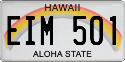 HI license plate EIM501