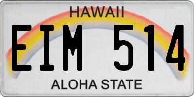 HI license plate EIM514