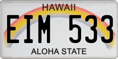 HI license plate EIM533