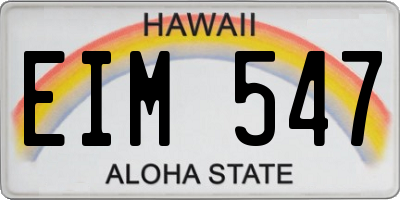 HI license plate EIM547