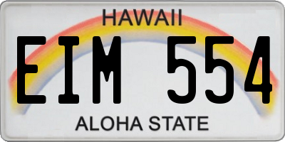 HI license plate EIM554