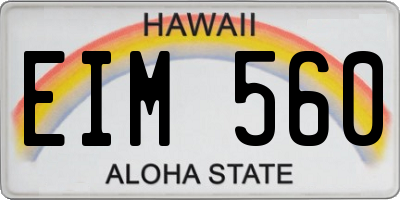 HI license plate EIM560