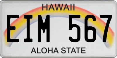 HI license plate EIM567