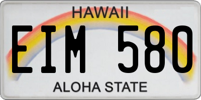 HI license plate EIM580