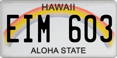 HI license plate EIM603