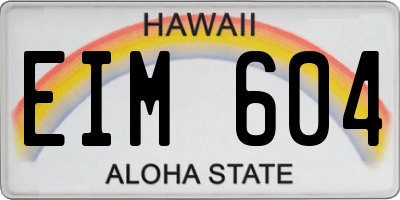 HI license plate EIM604
