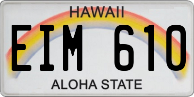 HI license plate EIM610