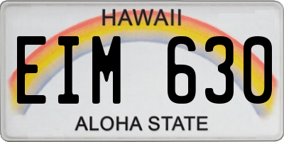 HI license plate EIM630