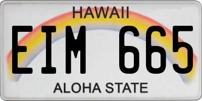 HI license plate EIM665