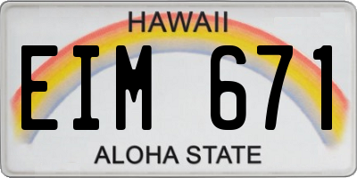 HI license plate EIM671