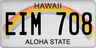 HI license plate EIM708