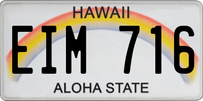 HI license plate EIM716