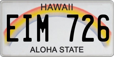 HI license plate EIM726