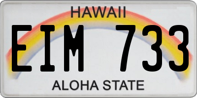 HI license plate EIM733