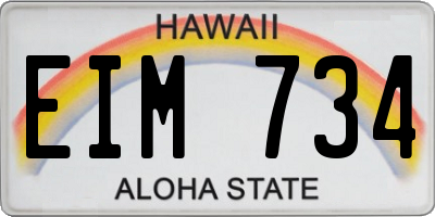 HI license plate EIM734