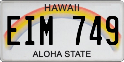 HI license plate EIM749