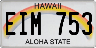HI license plate EIM753