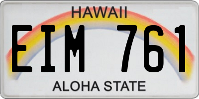 HI license plate EIM761