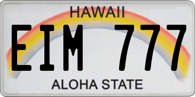 HI license plate EIM777