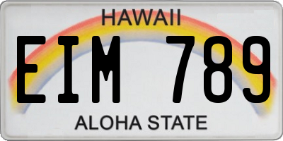 HI license plate EIM789