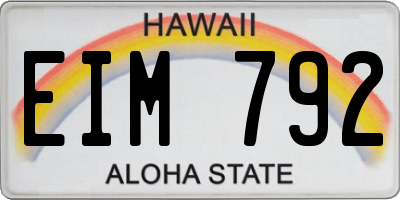 HI license plate EIM792
