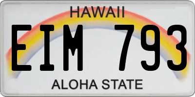 HI license plate EIM793